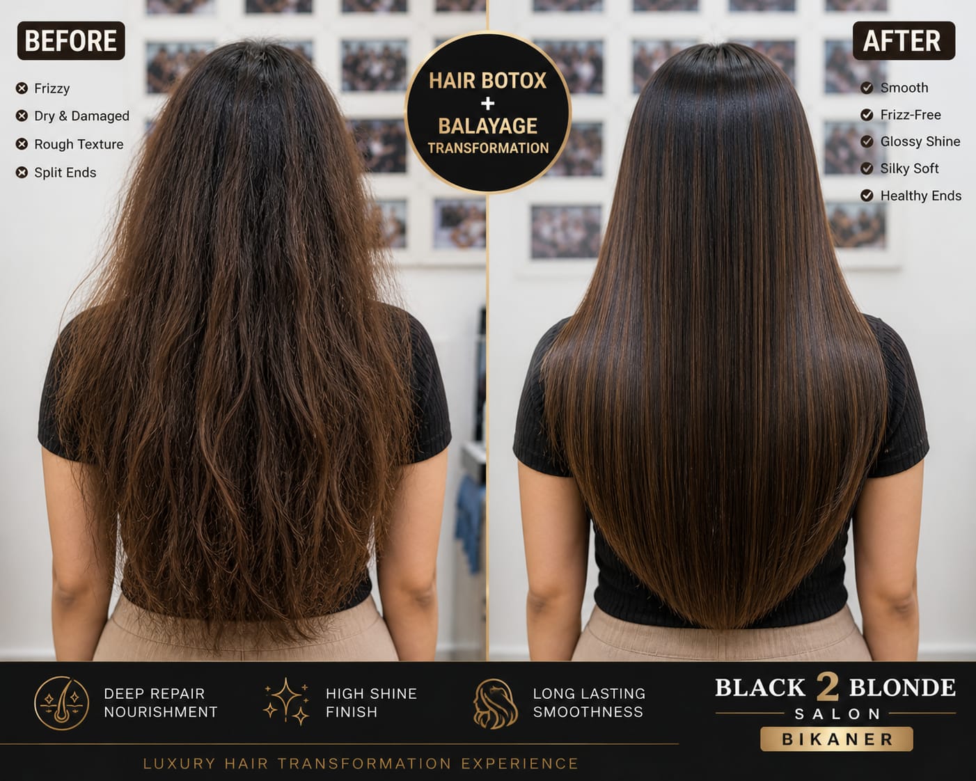 Hair Botox before and after