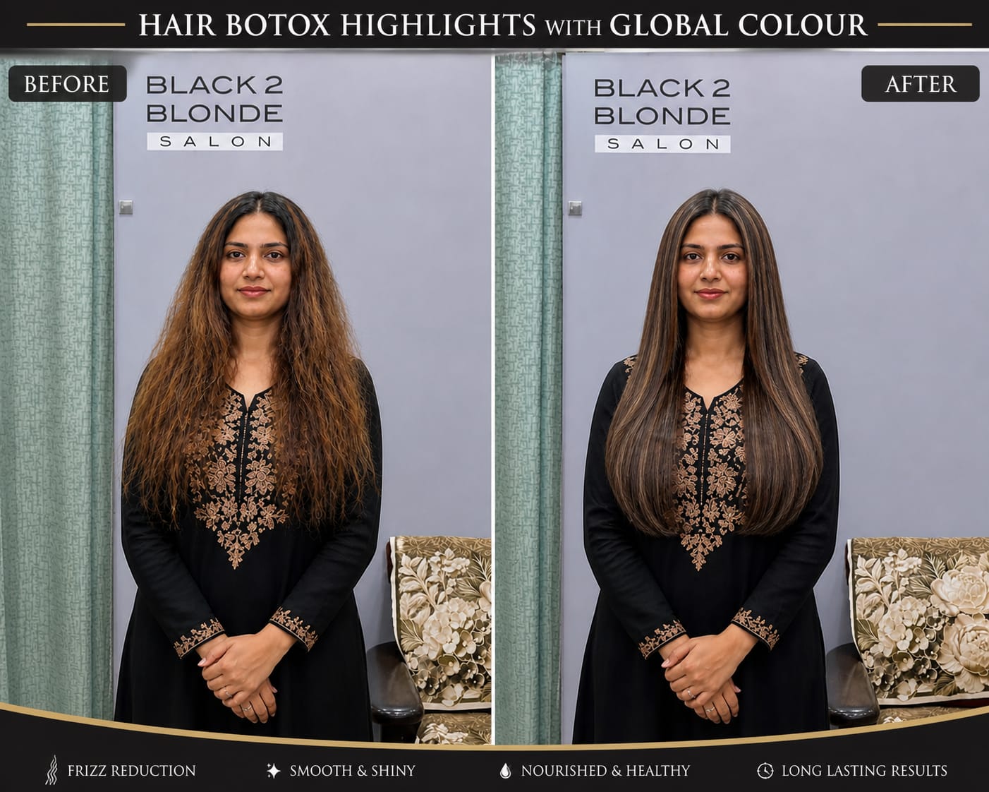 Hair colour before and after